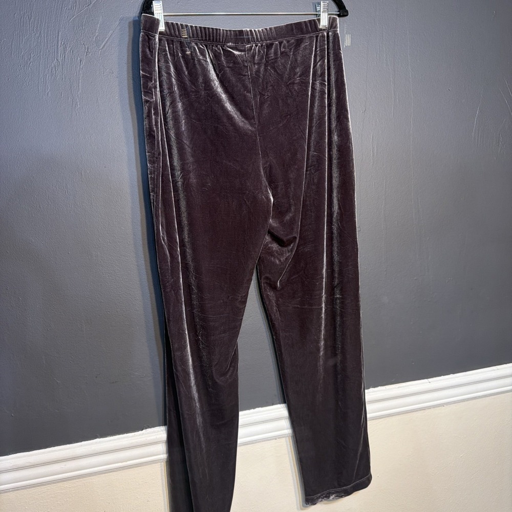 Chicos 2 Travelers Pull On Velvet Velour Pants Womens Size Brown Gray Stretch L - Picture 4 of 6